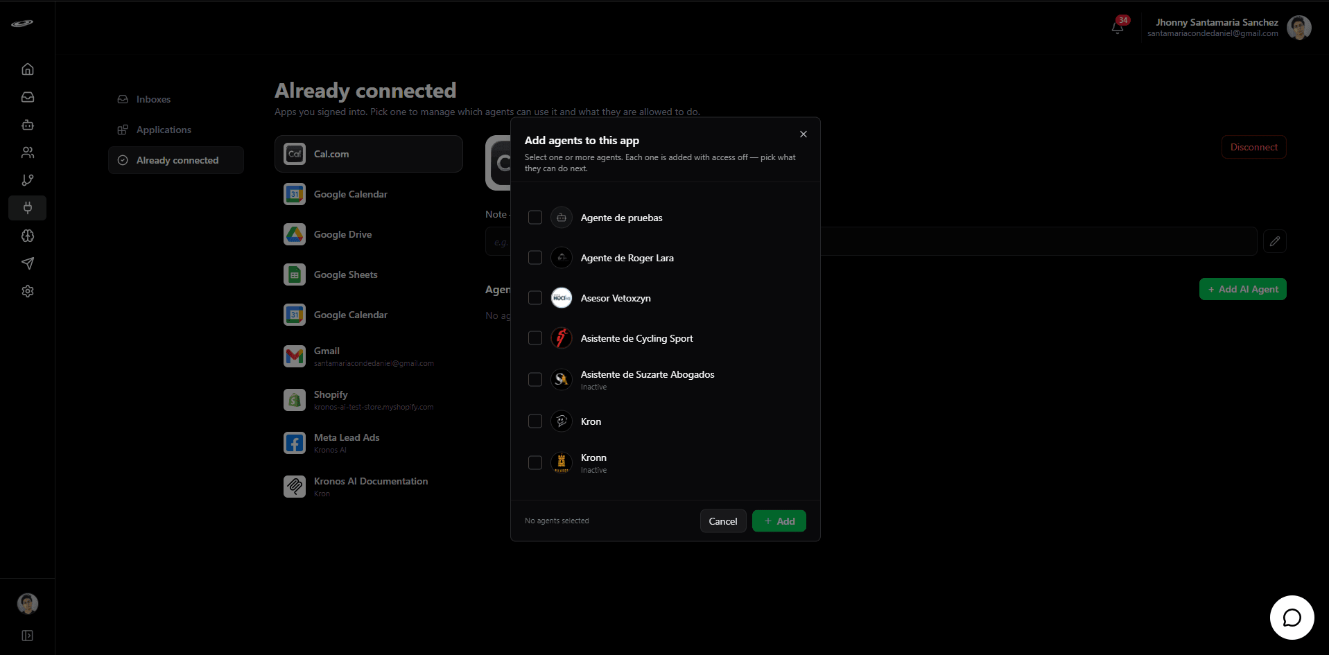 Cal.com connection step 5: Add an AI Agent