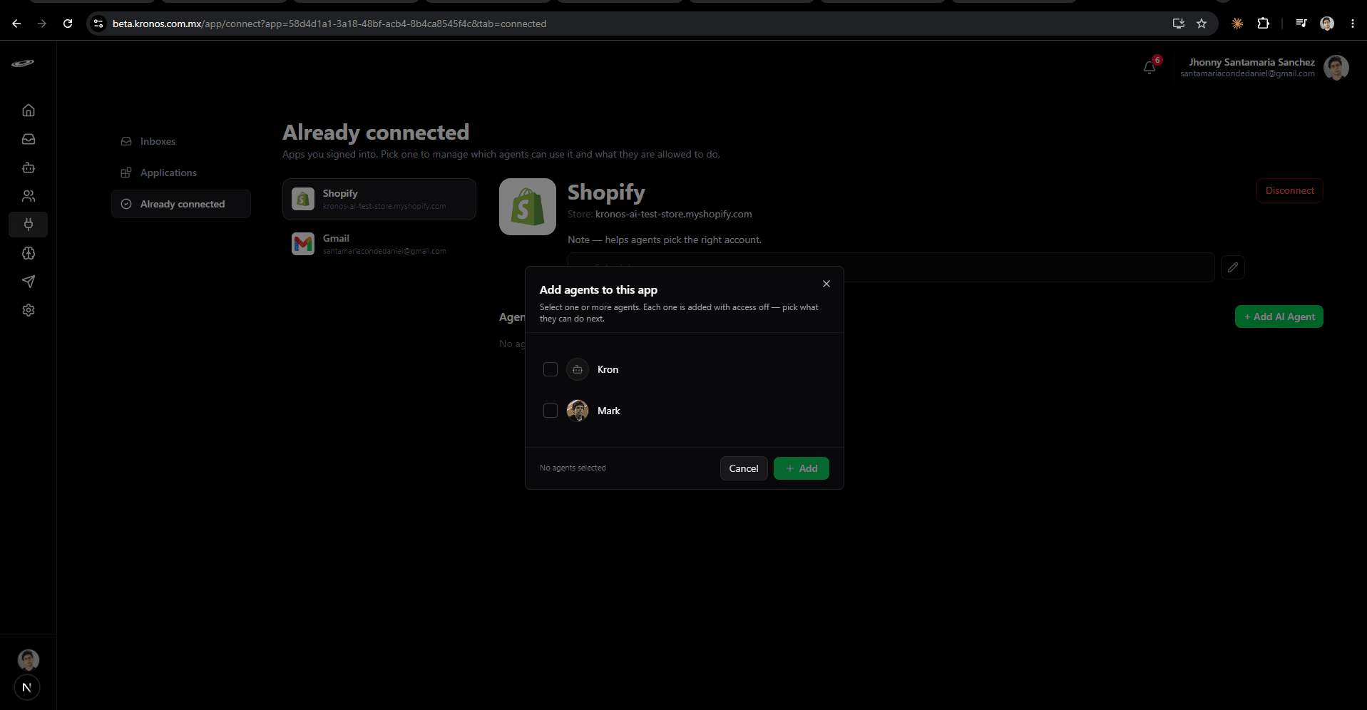 Permission step 2: Click + Add AI Agent and pick the agents